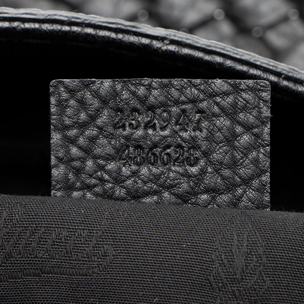 Gucci Grained Leather Bamboo Bar Medium Tote (SHF-19935)