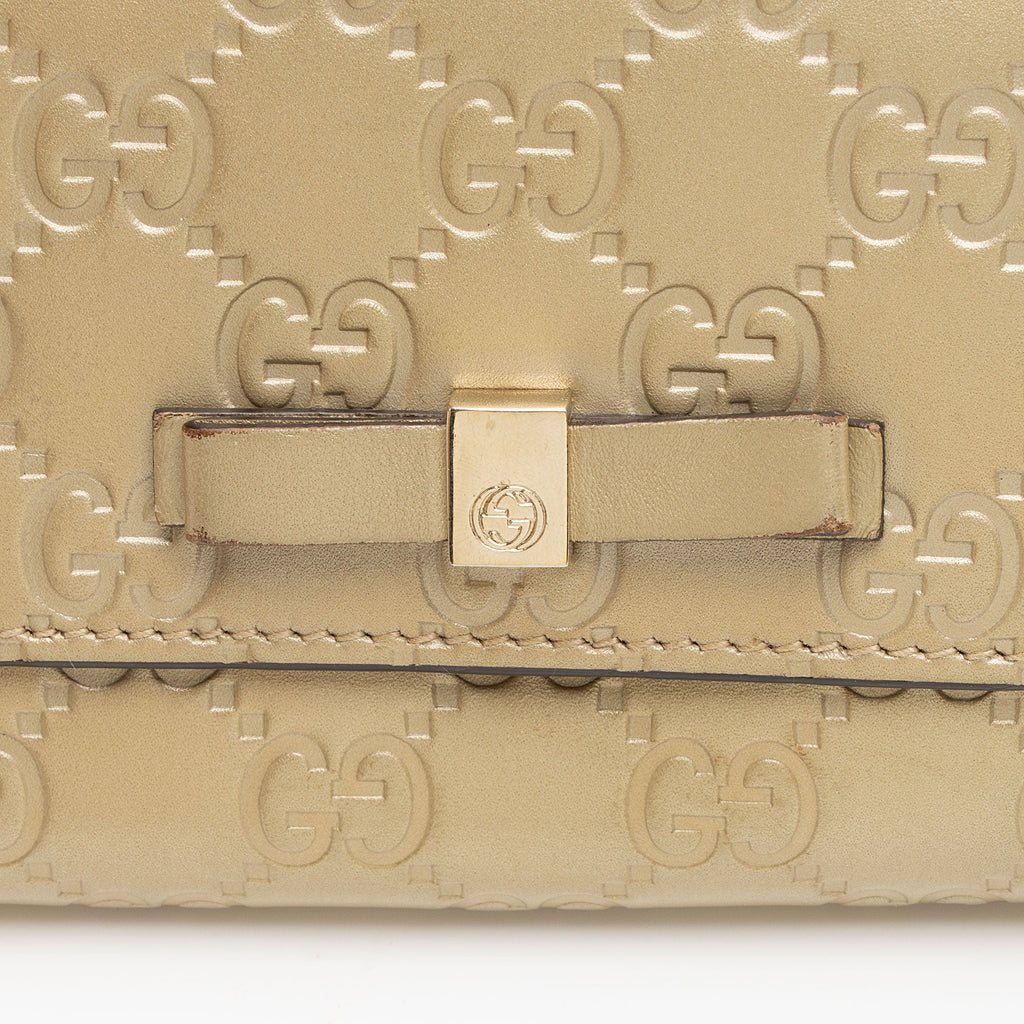 Gucci Guccissima Leather Bow Signature Continental Wallet