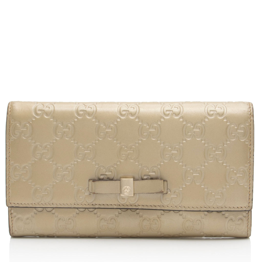 Gucci Guccissima Leather Bow Signature Continental Wallet