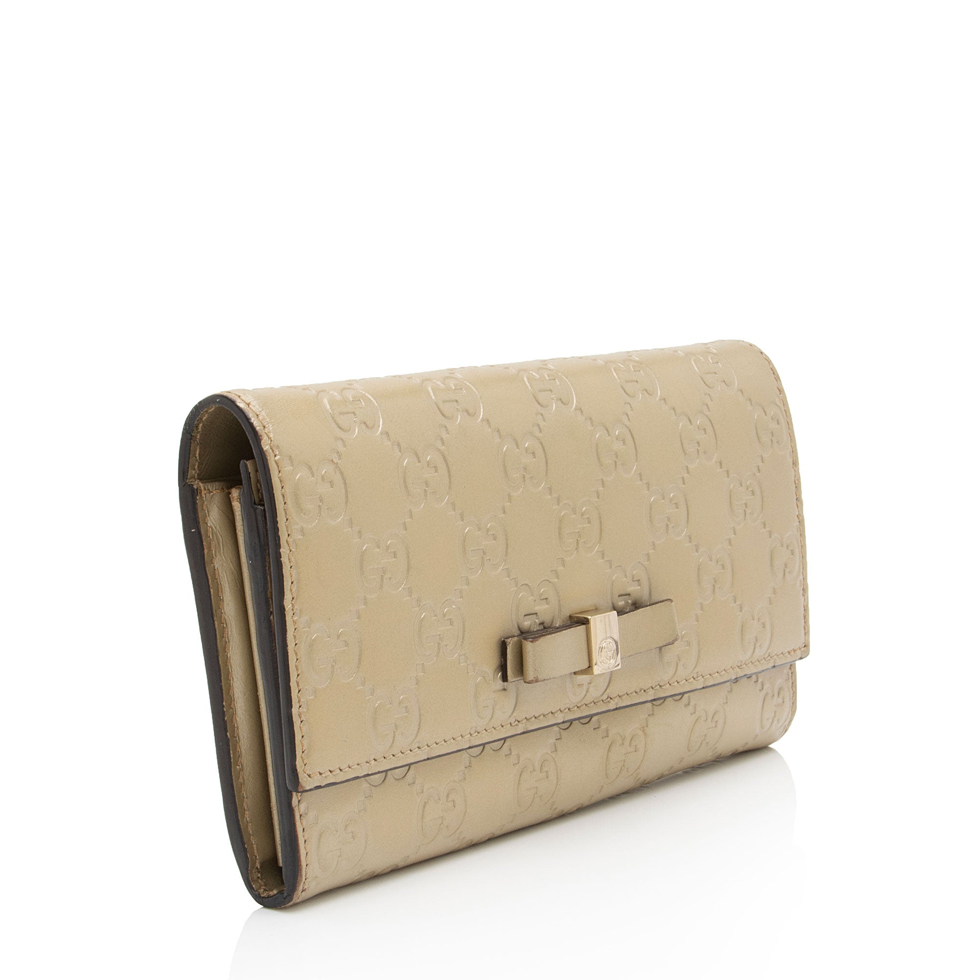 Gucci Guccissima Leather Bow Signature Continental Wallet