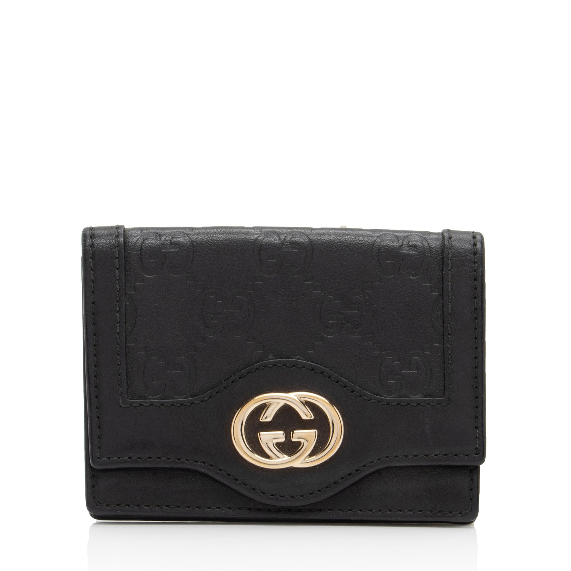 Gucci Guccissima Leather Interlocking G Card Case (SHF-g3aB9I)