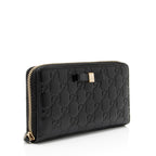 Gucci Guccissima Leather Bow Zip Around Wallet