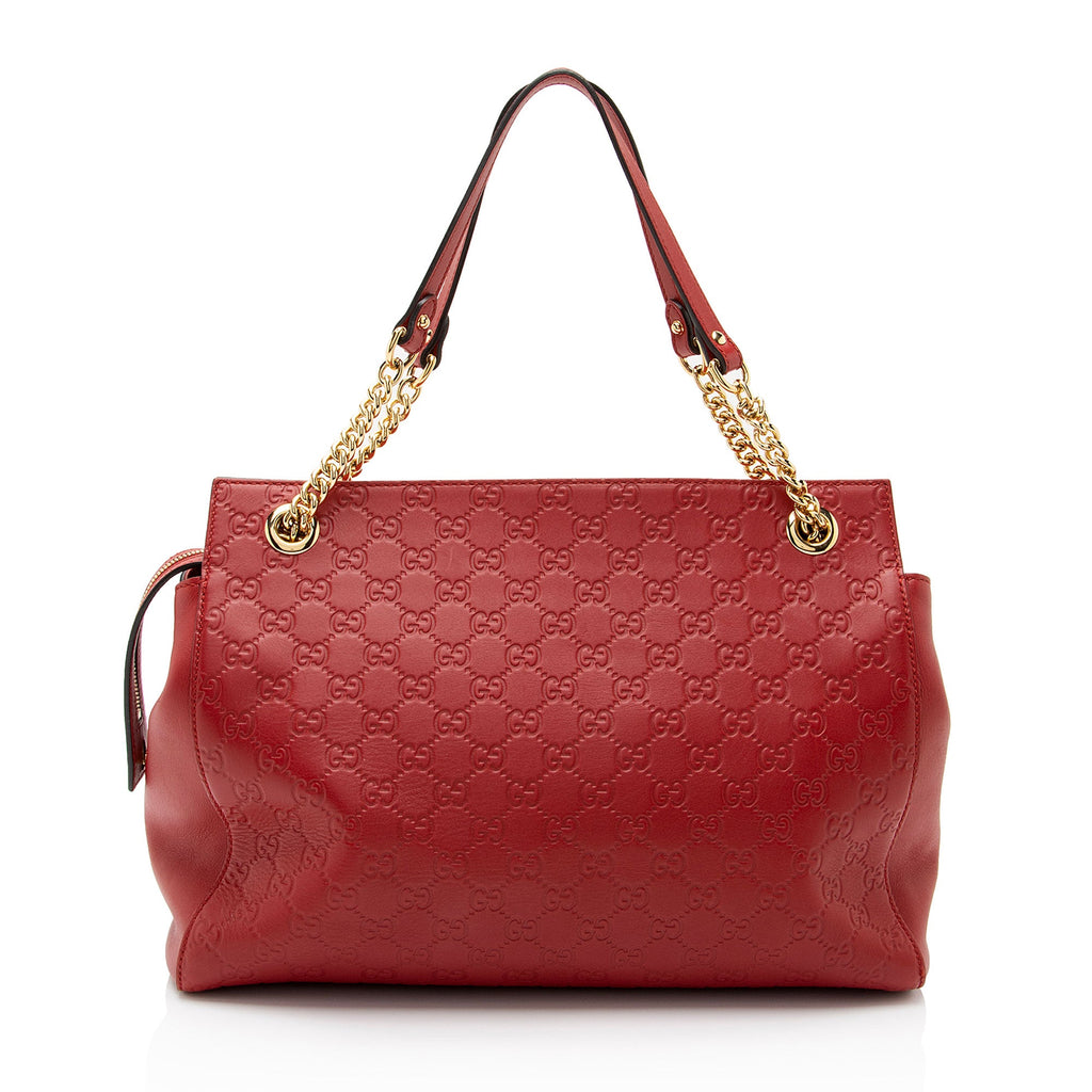 Gucci Guccissima Leather Chain Large Shoulder Bag (SHF-oF32dq)