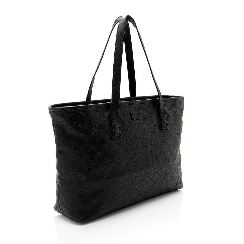 Gucci Guccissima Leather Classic Medium Zip Tote (SHF-CnrScb)