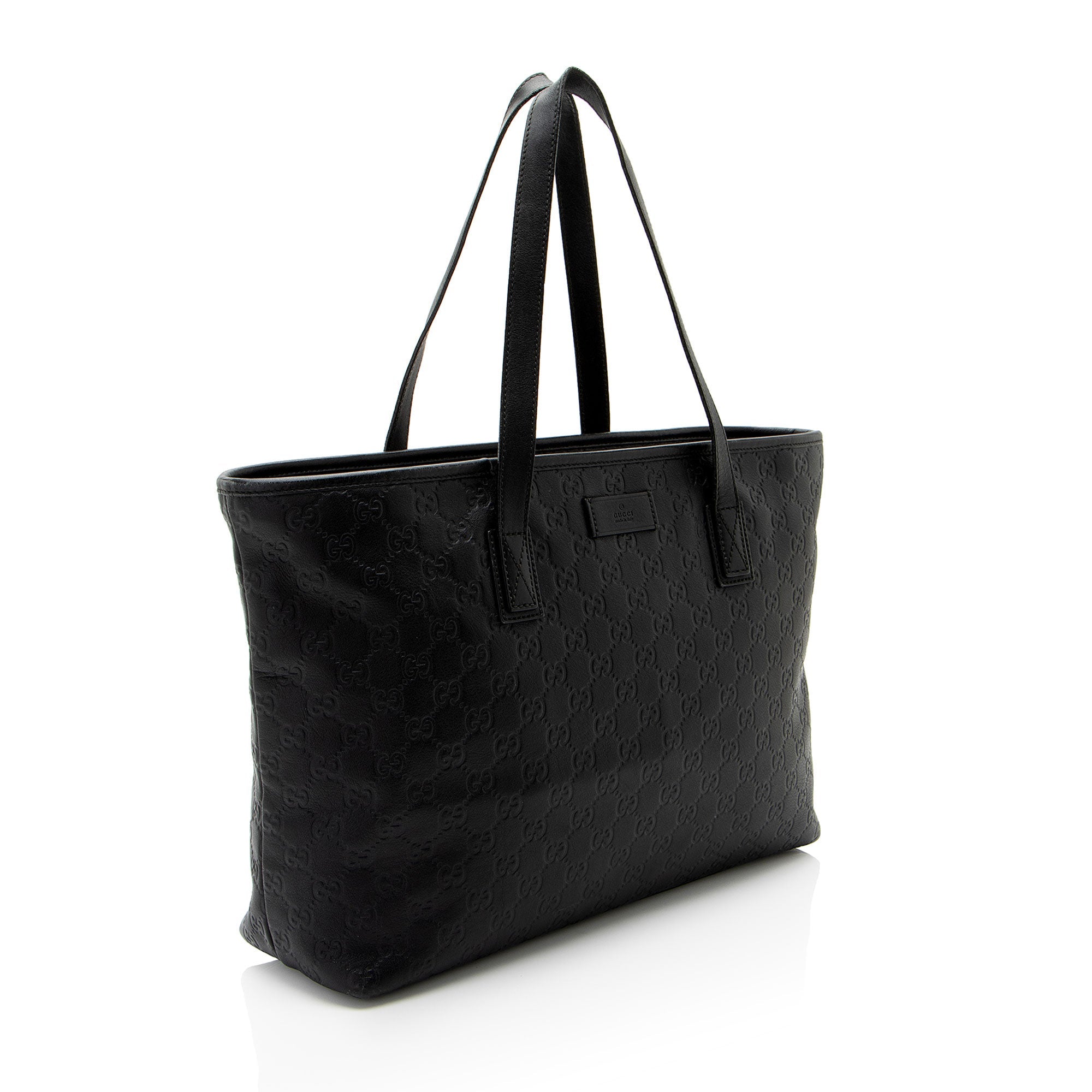 Gucci Guccissima Leather Classic Medium Zip Tote (SHF-CnrScb)