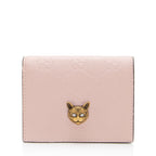 Gucci Guccissima Leather Crystal Cat Card Case (SHF-hencsi)
