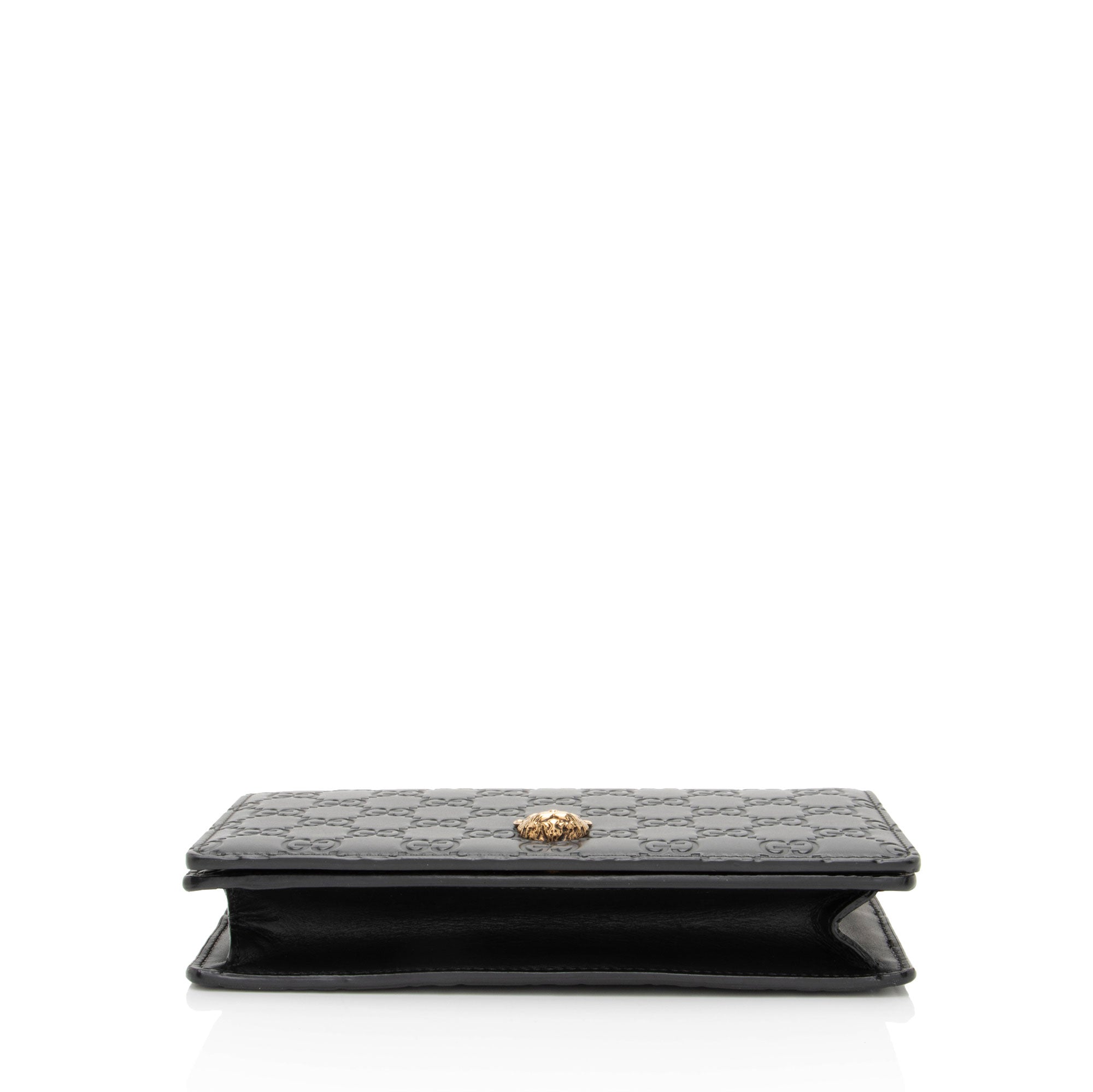 Gucci Guccissima Leather Crystal Cat Wallet on Chain