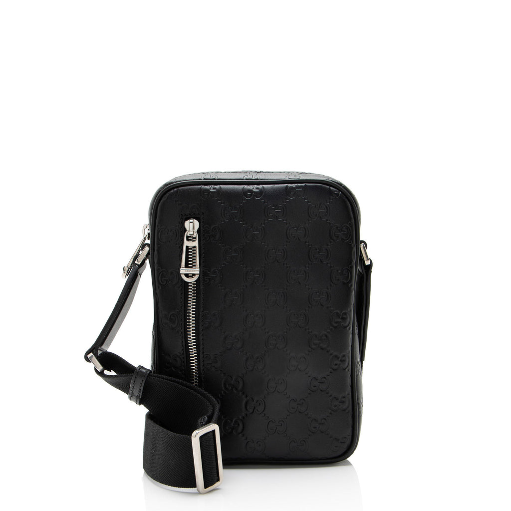 Gucci Guccissima Leather Emblem Small Crossbody