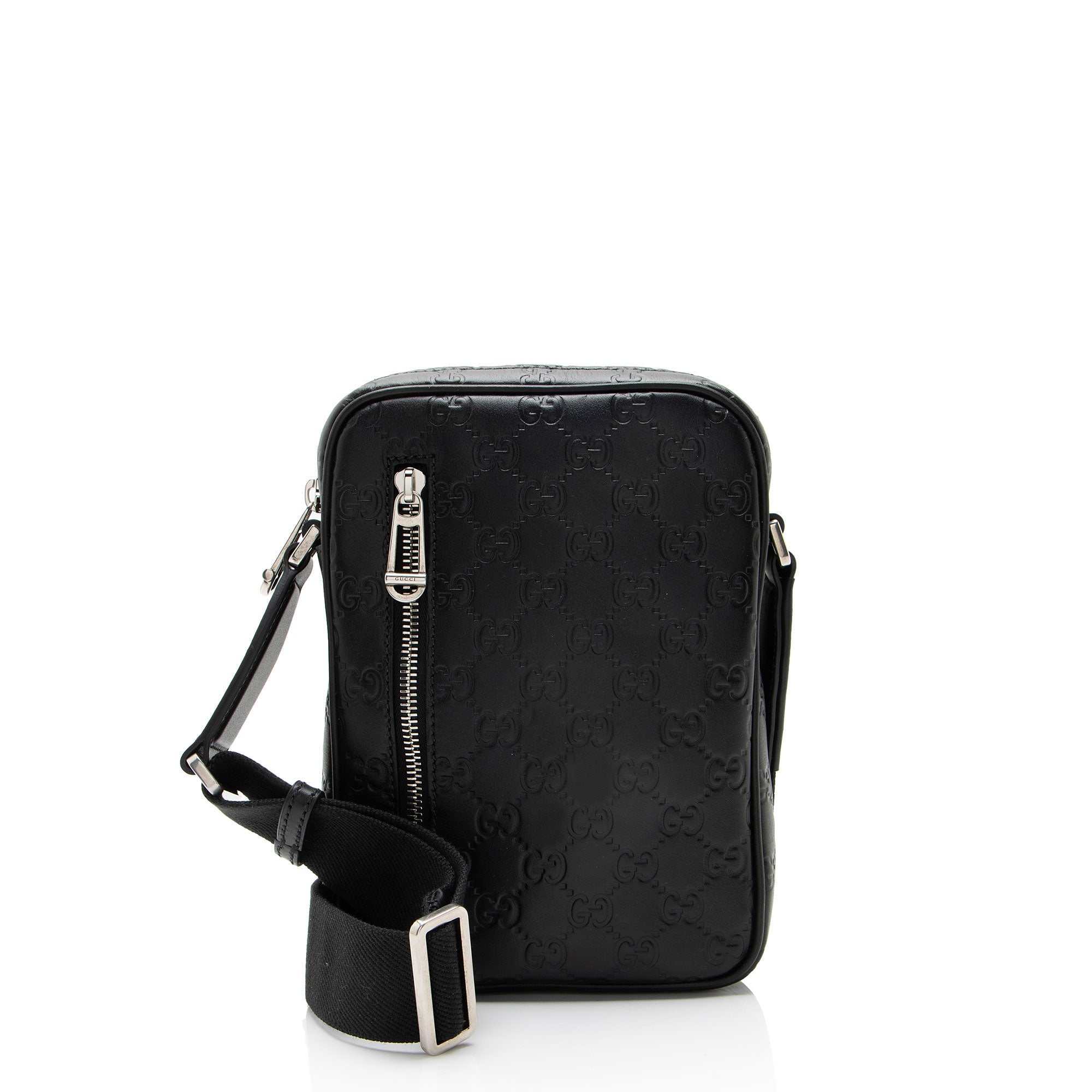 Gucci Guccissima Leather Emblem Small Crossbody