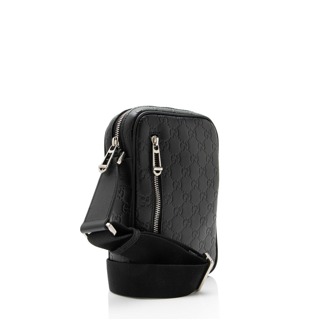 Gucci Guccissima Leather Emblem Small Crossbody