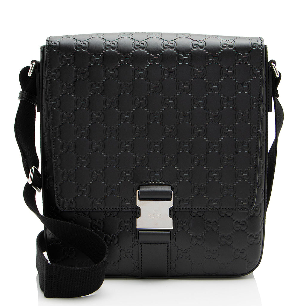 Gucci Guccissima Leather Buckle Messenger (SHF-hZFpSA)
