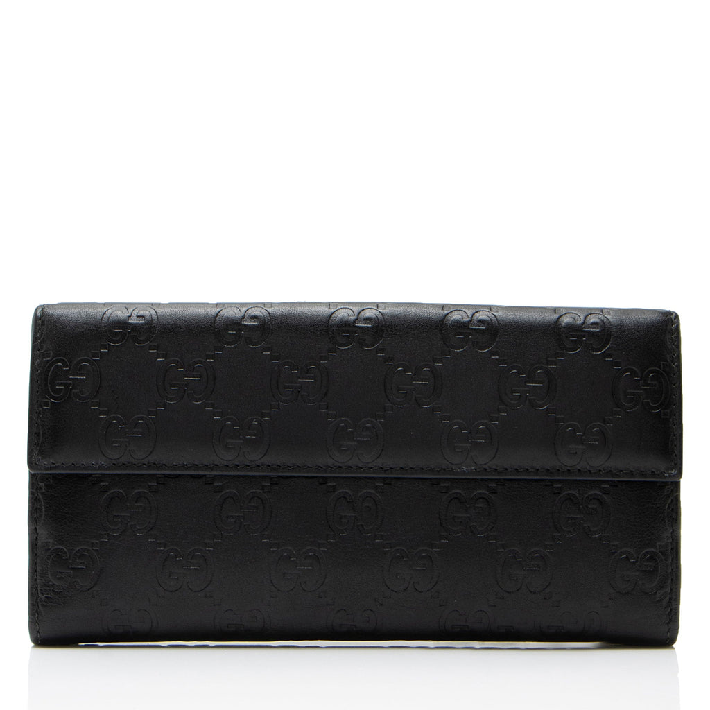 Gucci Guccissima Leather Heart Script Continental Wallet