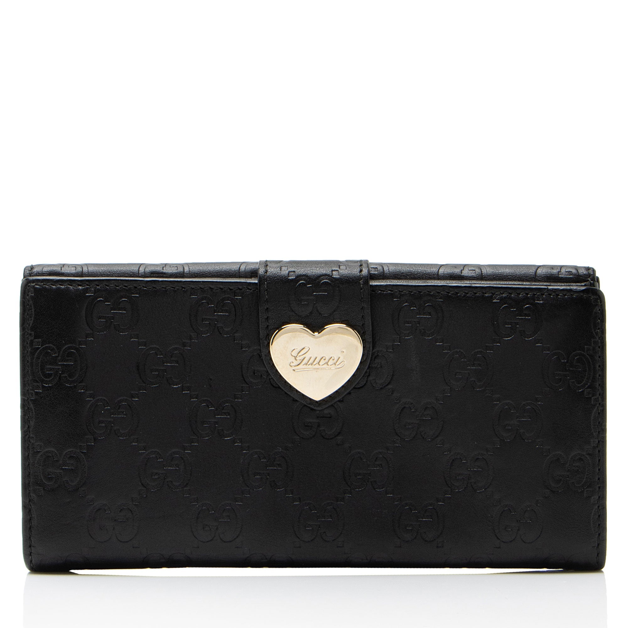 Gucci Guccissima Leather Heart Script Continental Wallet