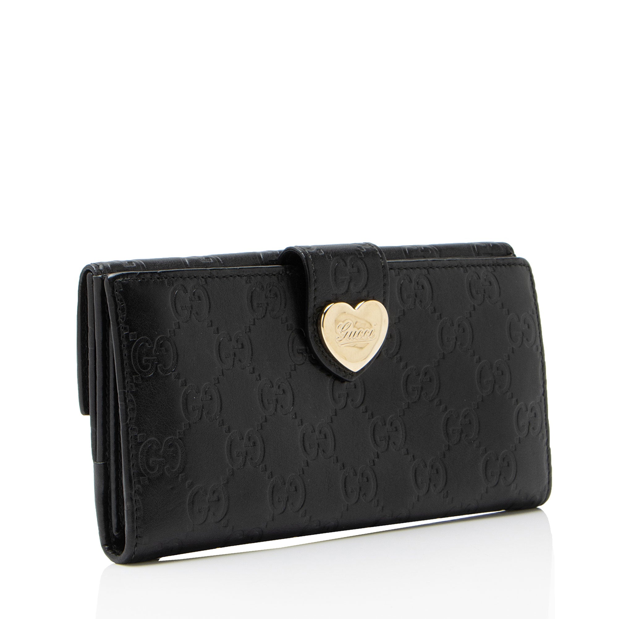 Gucci Guccissima Leather Heart Script Continental Wallet