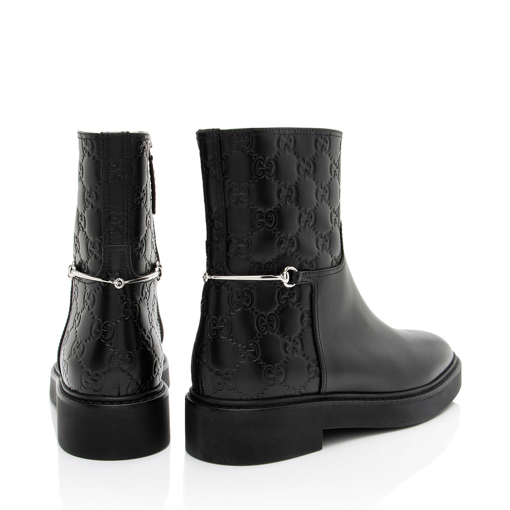 Gucci Guccissima Leather Horsebit Ankle Boots - Size 8 / 38