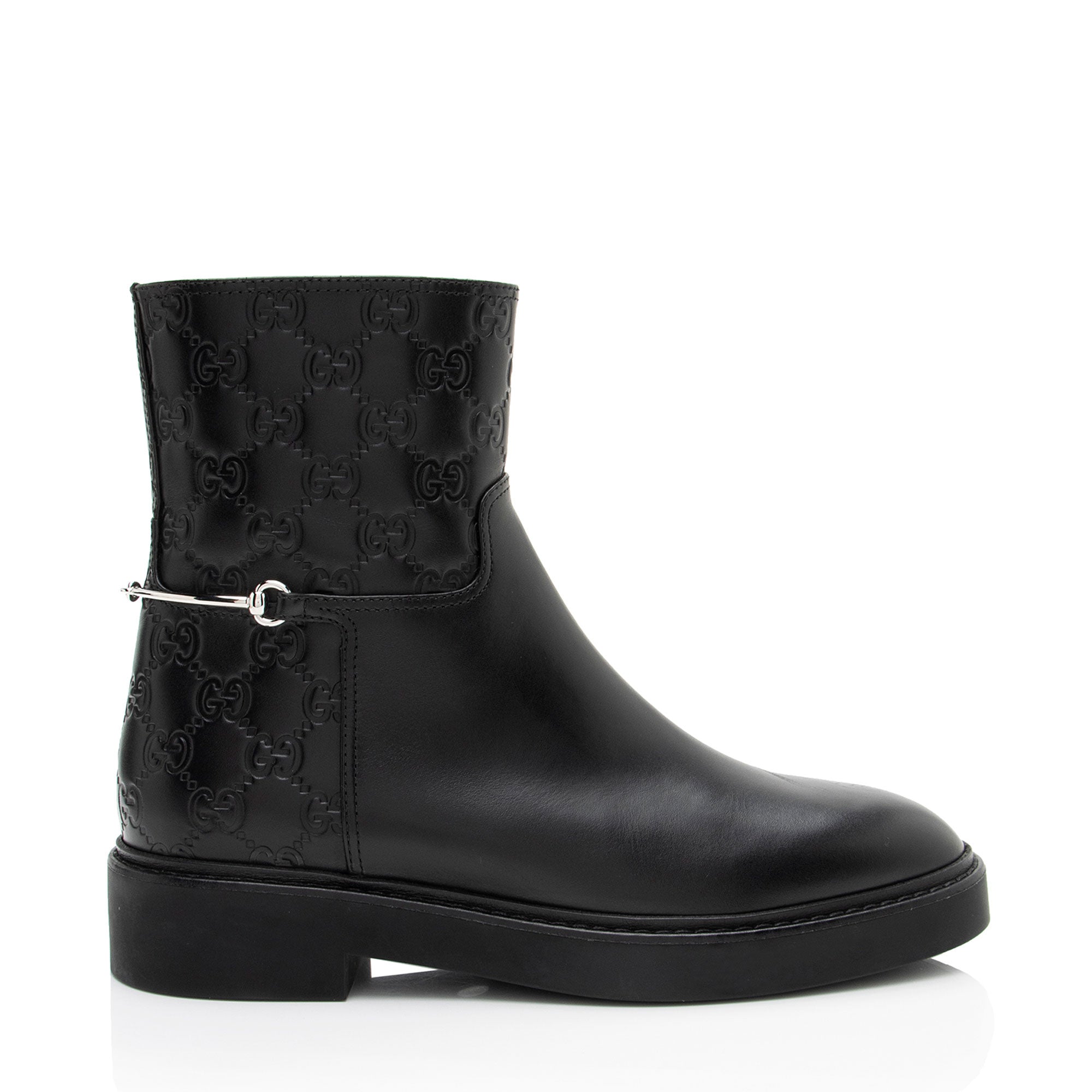 Gucci Guccissima Leather Horsebit Ankle Boots - Size 8 / 38