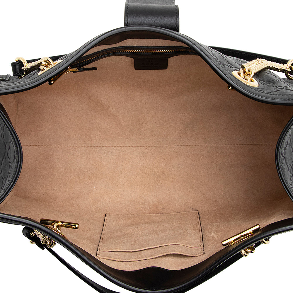 Gucci Guccissima Leather Padlock Chain Medium Shoulder Bag (SHF-21910)