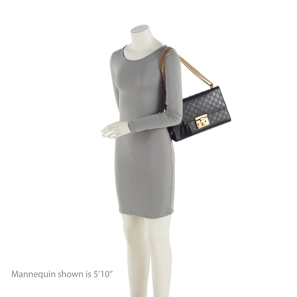 Gucci Guccissima Leather Padlock Medium Shoulder Bag (SHF-22514)