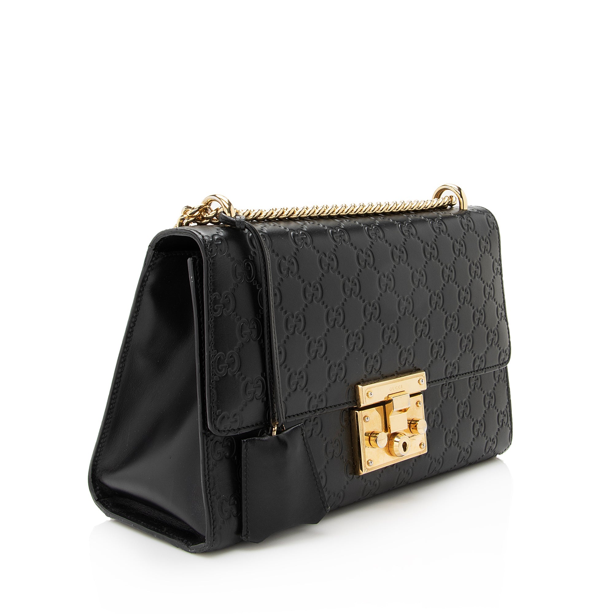 Gucci Guccissima Leather Padlock Medium Shoulder Bag (SHF-22514)