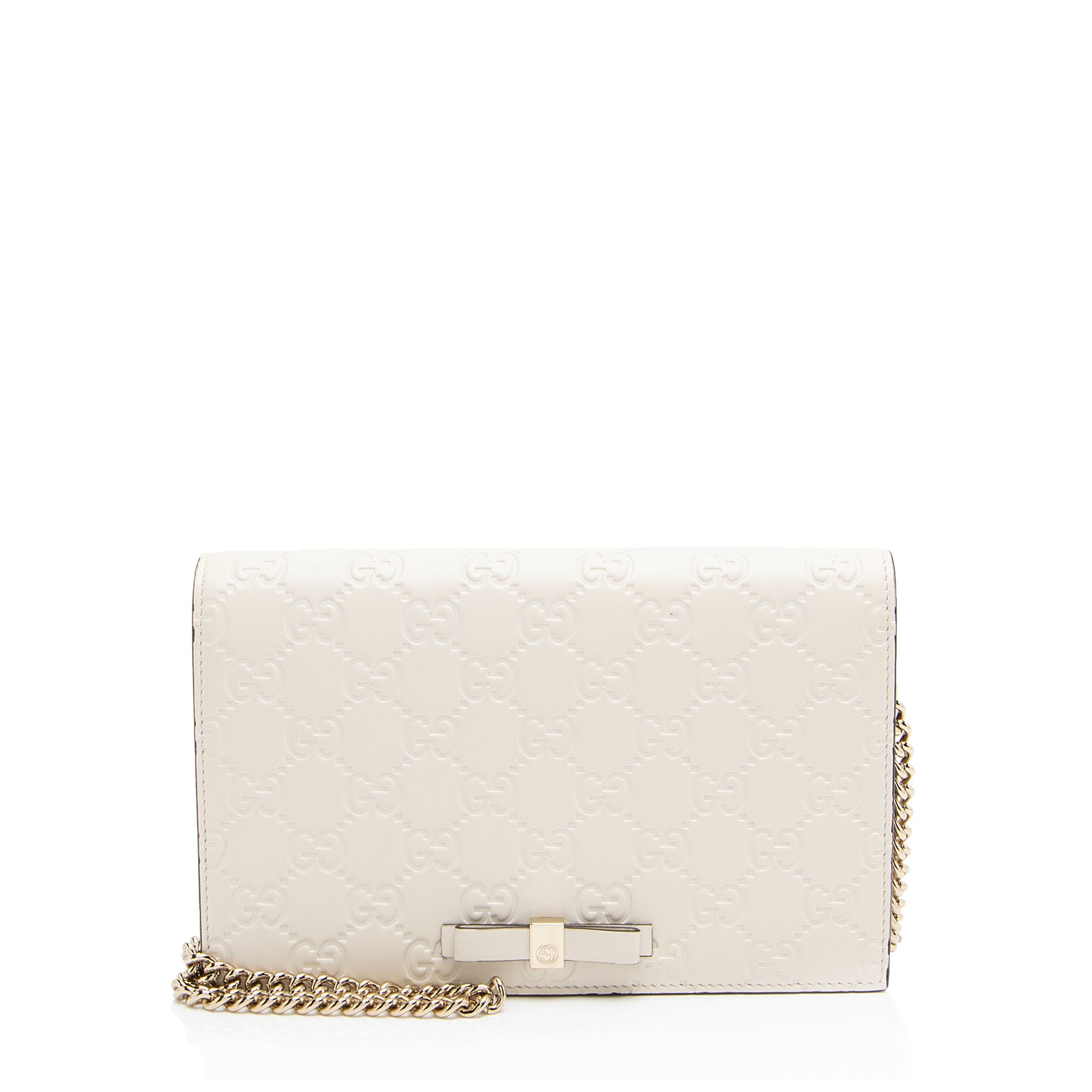 Gucci Guccissima Leather Signature Bow Mini Wallet on Chain