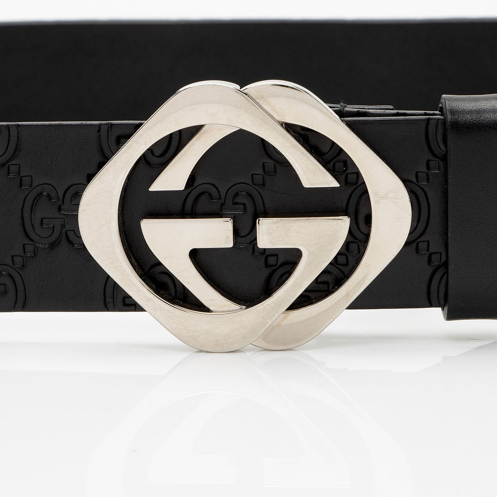 Gucci Guccissima Leather Square Interlocking G Belt - Size 34 / 85 (SHF-aYnWxe)
