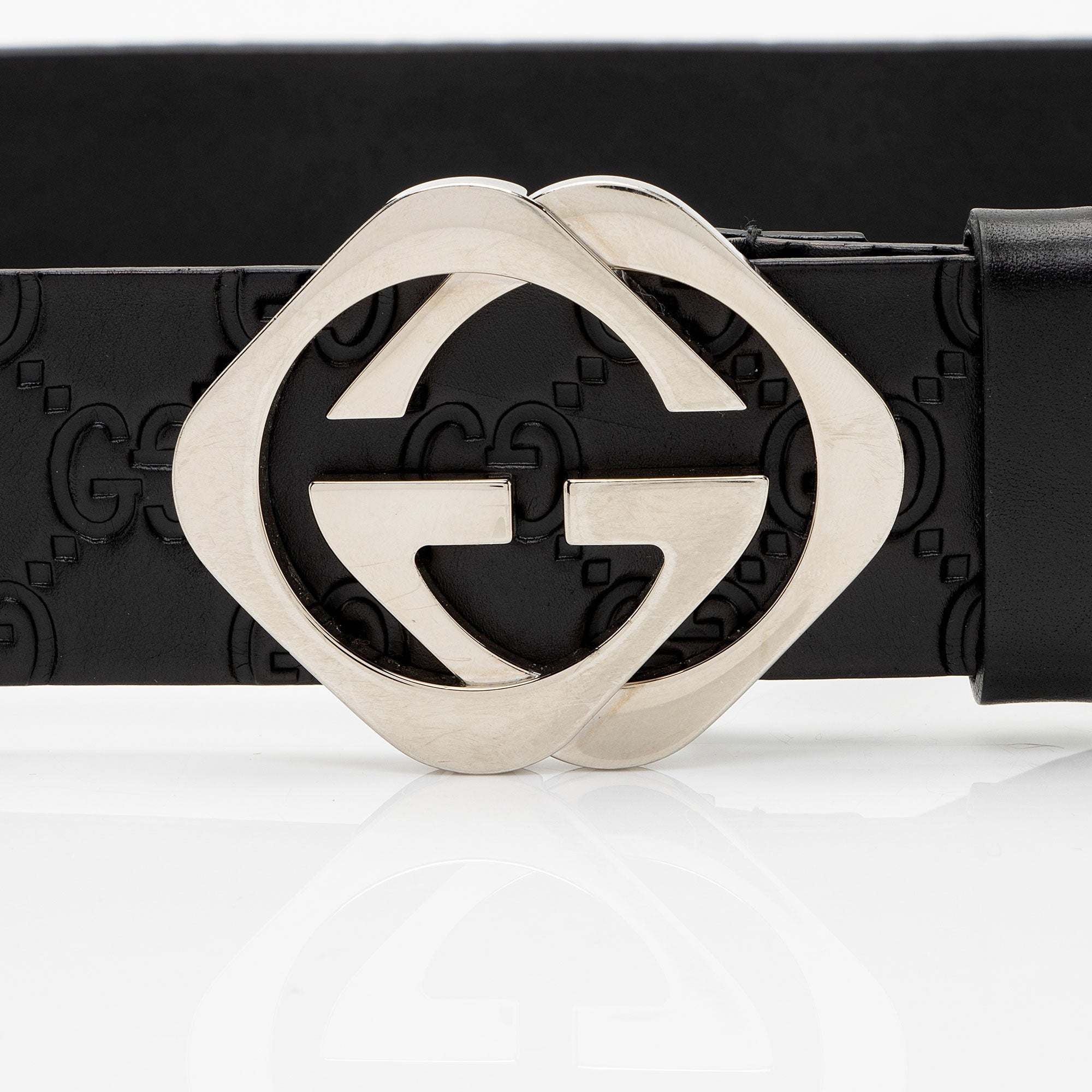Gucci Guccissima Leather Square Interlocking G Belt - Size 34 / 85 (SHF-aYnWxe)