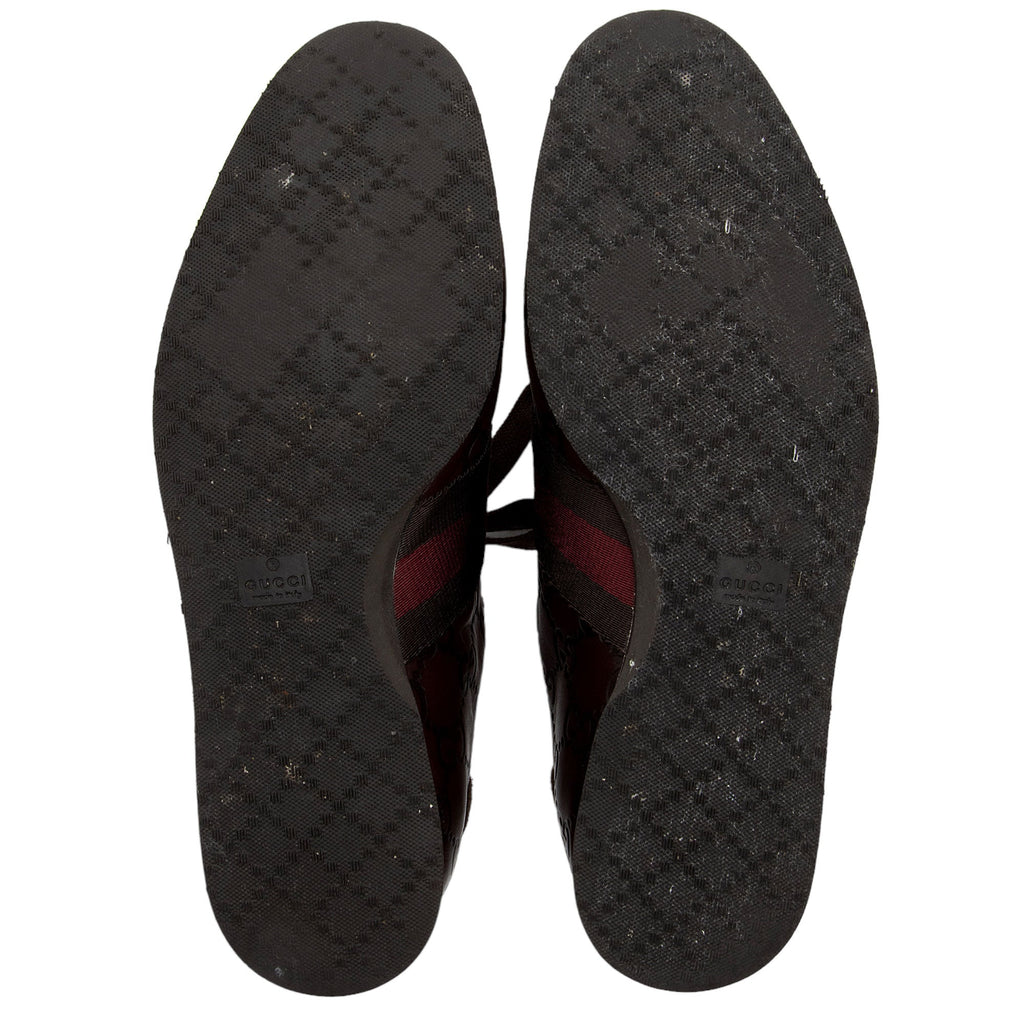 Gucci Guccissima Leather Web Sneakers - Size 7 / 37 (SHF-8K399y)