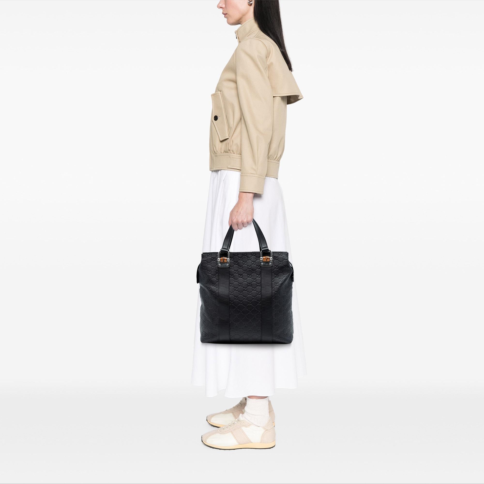 Gucci Guccissima Tender Bamboo Bar Tote