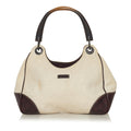 Gucci Guccissima-Trimmed Canvas Colbert Wooden Handle Shoulder Bag (SHG-34854)