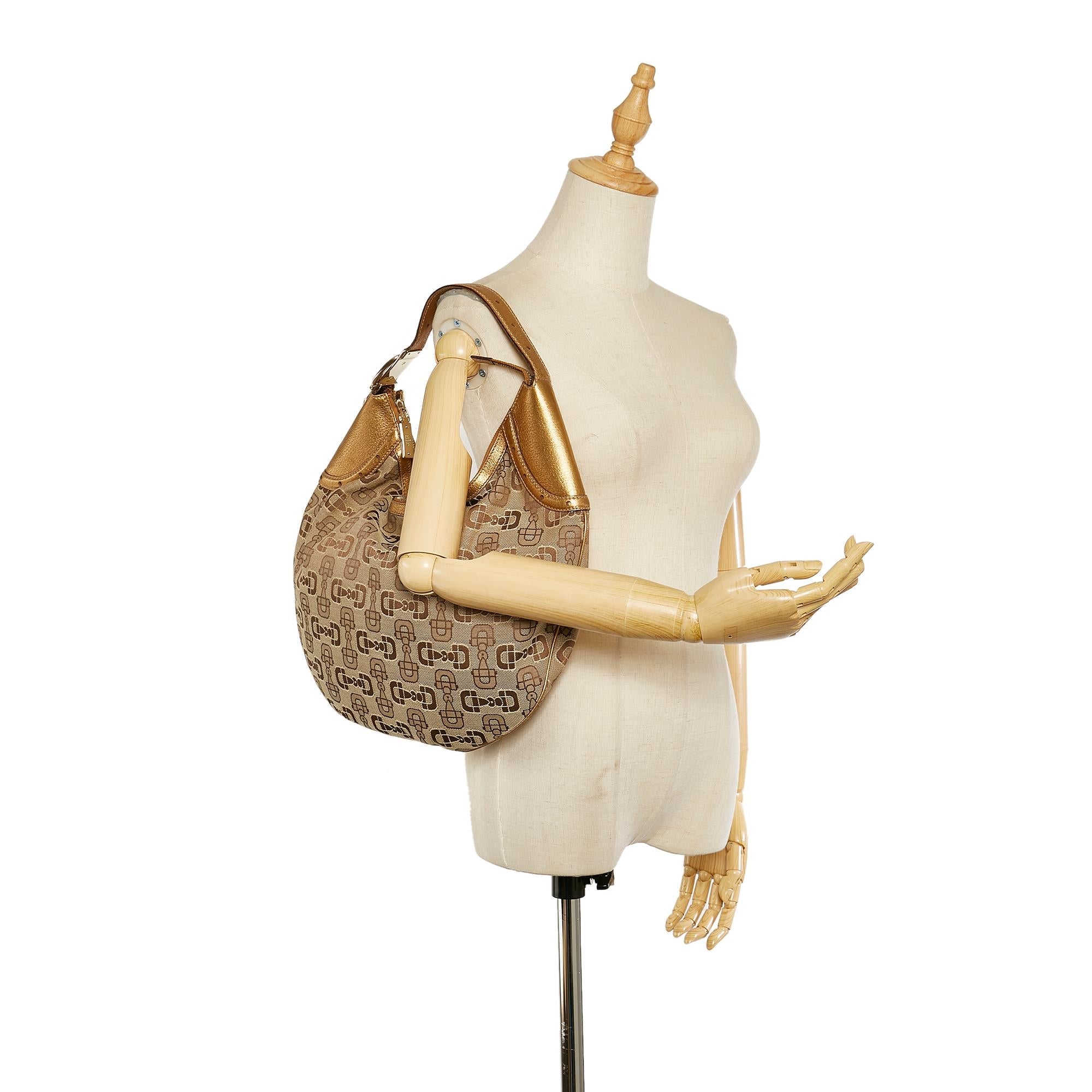 Gucci Horsebit Canvas Hobo Bag (SHG-25298)