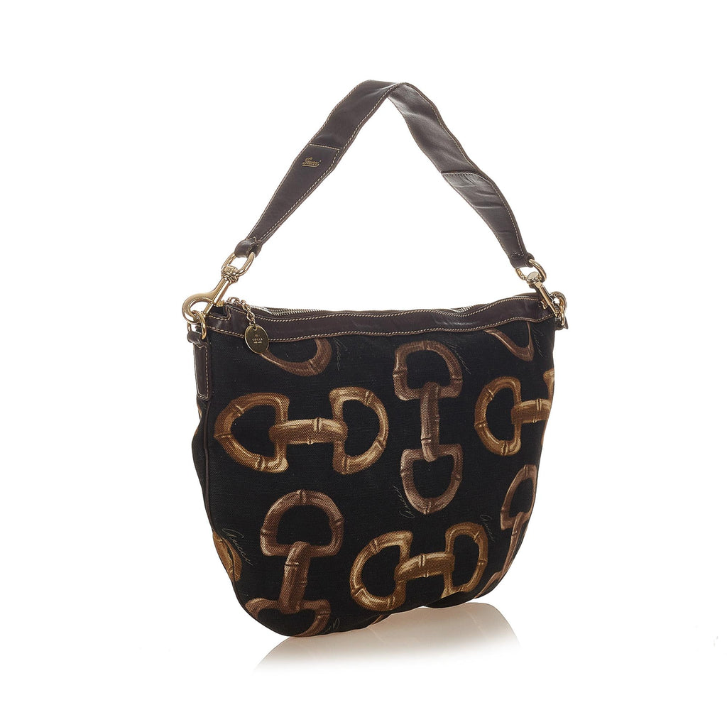 Gucci Horsebit Canvas Hobo Bag (SHG-25696)