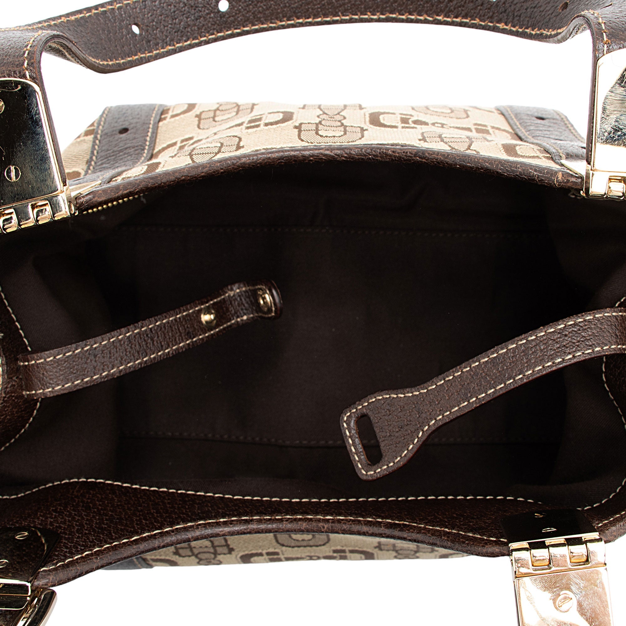Gucci Horsebit Canvas Shoulder Bag (SHF-t8v4XG)