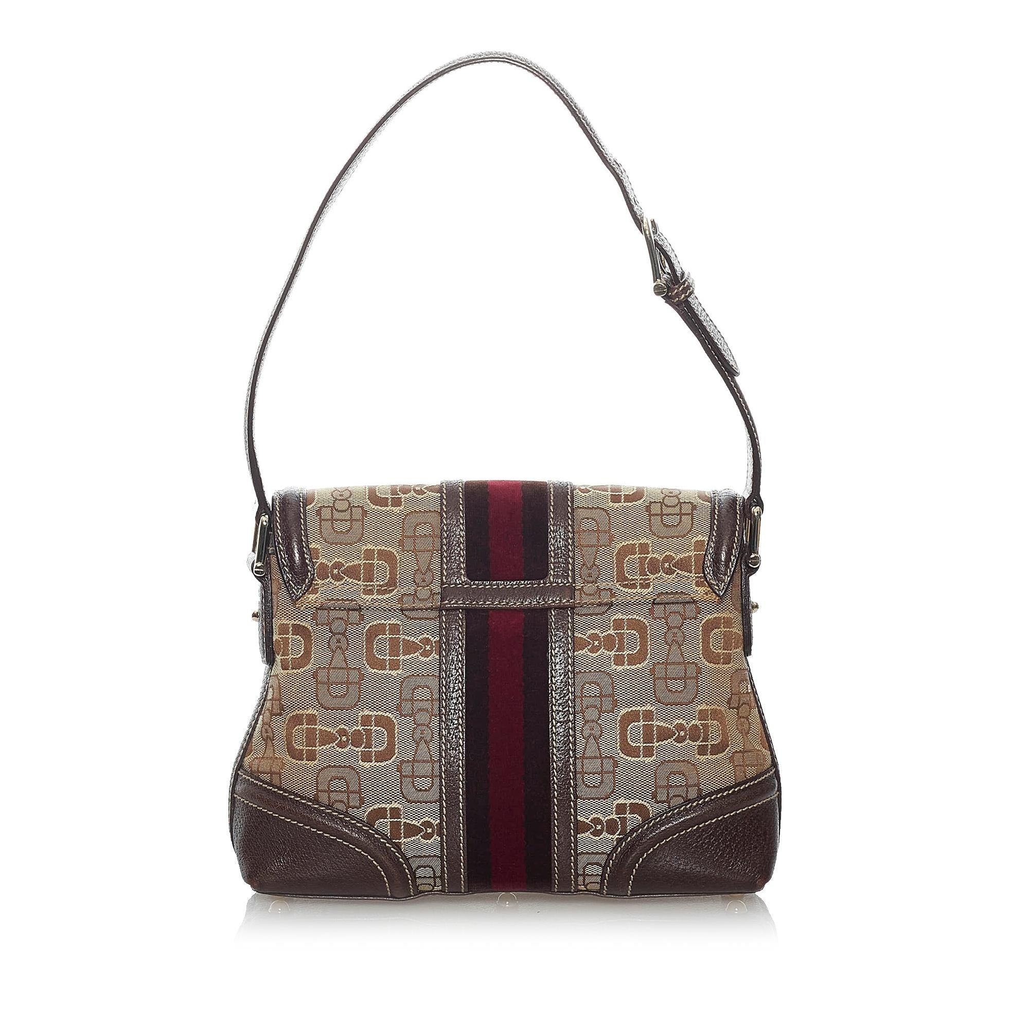Gucci Horsebit Canvas Web Treasure Shoulder Bag (SHG-29348)
