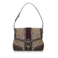 Gucci Horsebit Canvas Web Treasure Shoulder Bag (SHG-29348)