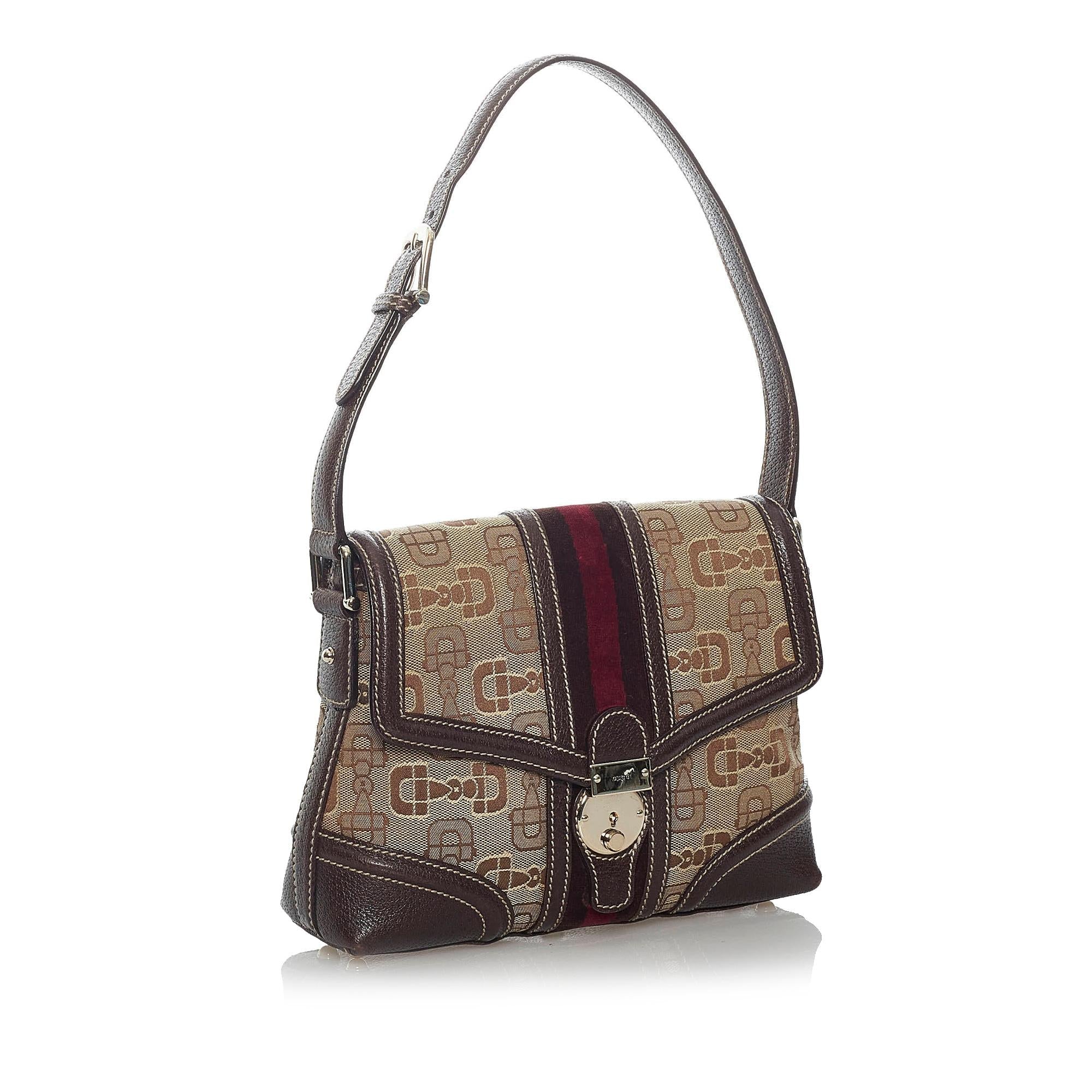 Gucci Horsebit Canvas Web Treasure Shoulder Bag (SHG-29348)