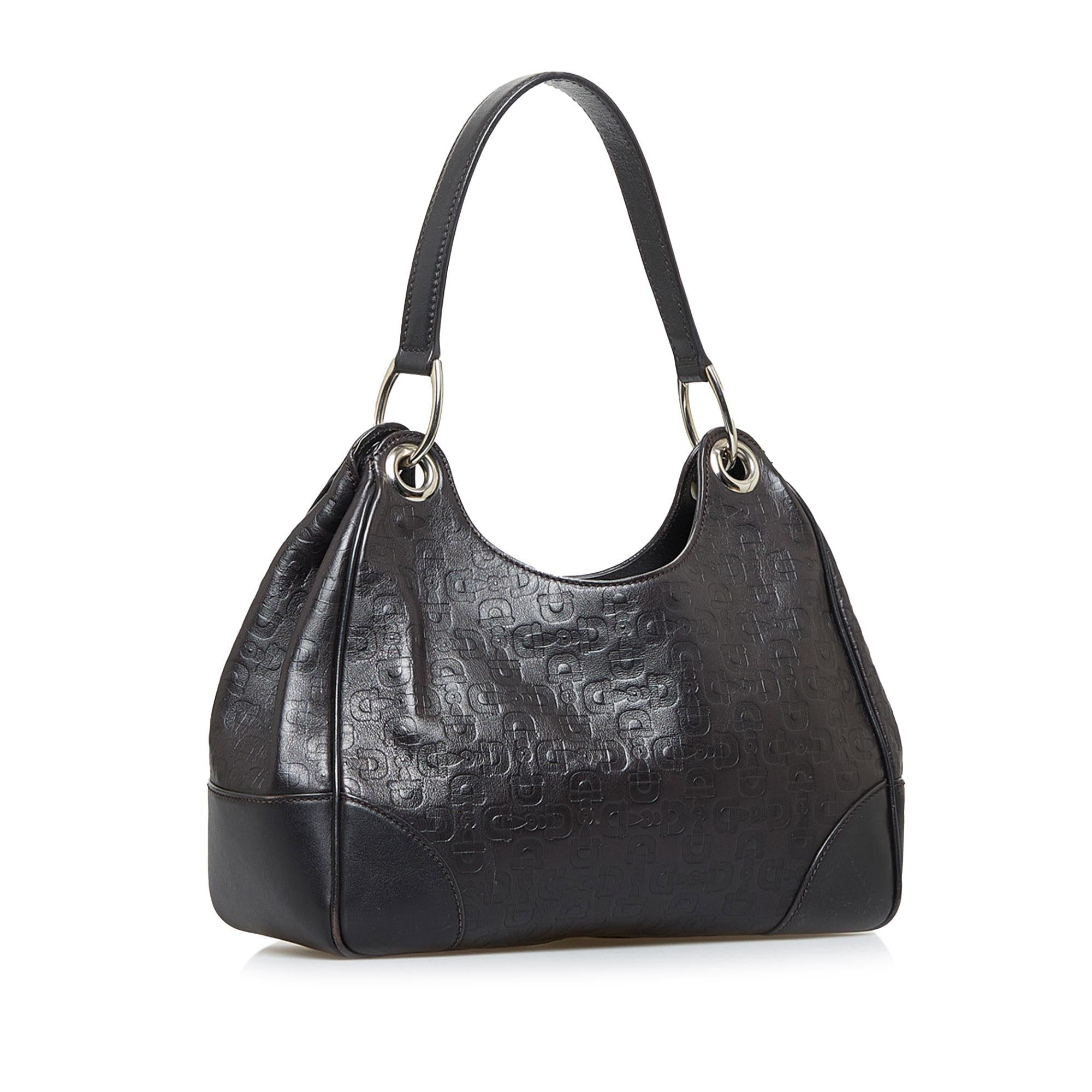Gucci Horsebit Embossed Leather Shoulder Bag (SHG-96c9Qj)