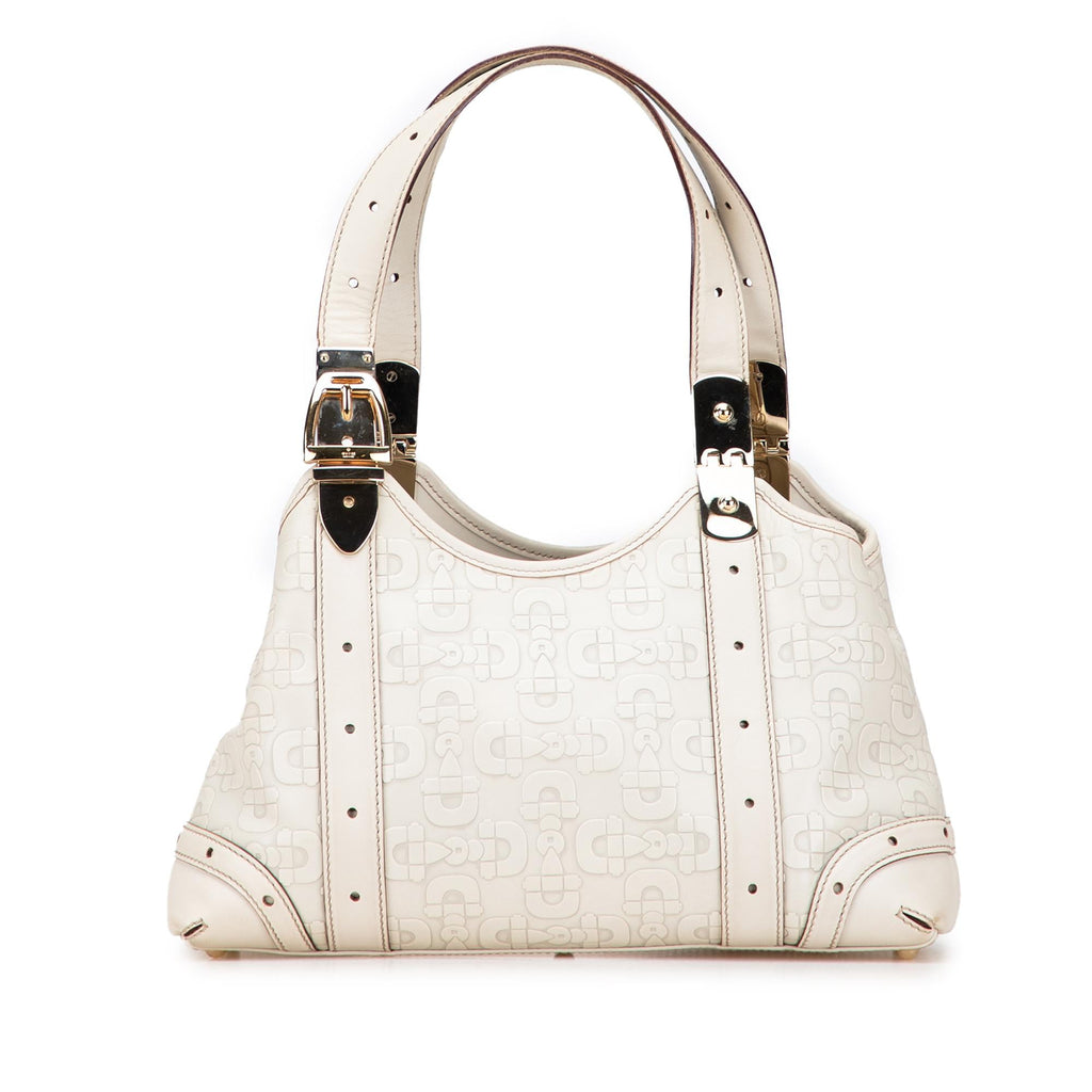 Gucci Horsebit Embossed Leather Shoulder Bag