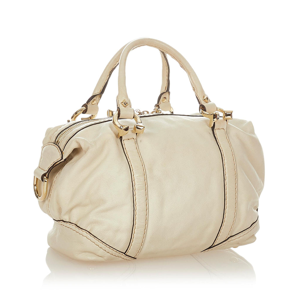 Gucci Horsebit Nail Leather Boston Bag (SHG-24725)