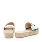 Gucci Canvas Embroidered Interlocking G Pilar Espadrille Slides - Size 6 / 36