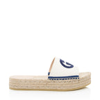 Gucci Canvas Embroidered Interlocking G Pilar Espadrille Slides - Size 6 / 36
