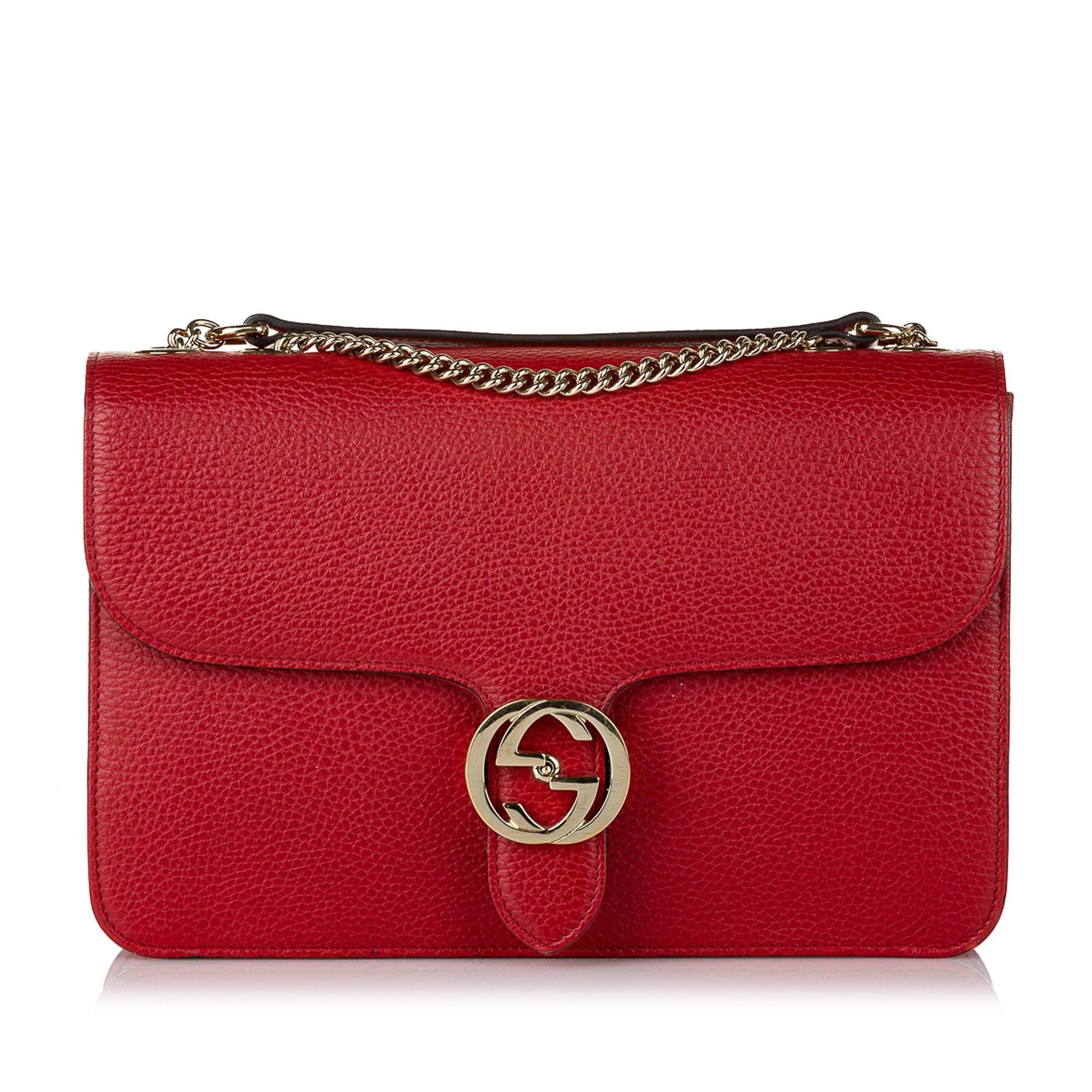 Gucci Interlocking G Chain Leather Crossbody Bag (SHG-32642)