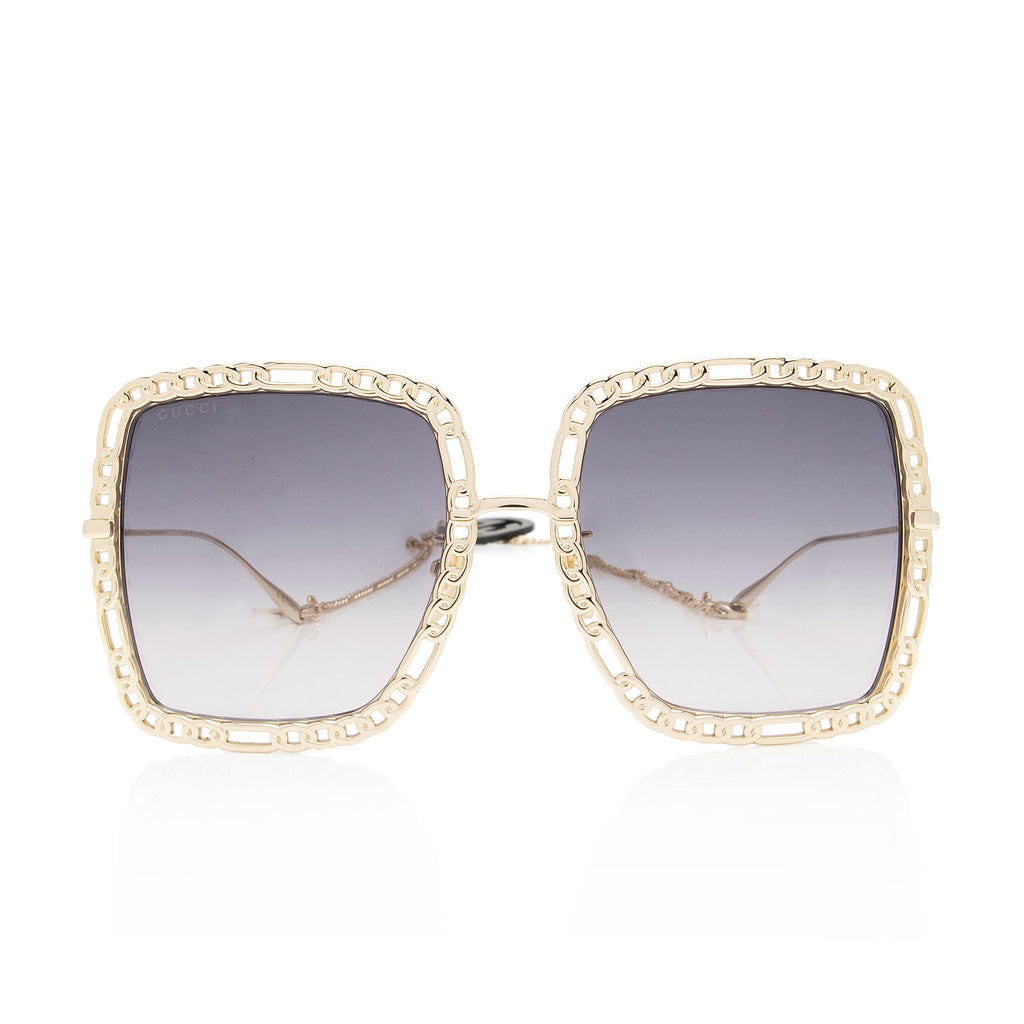 Gucci Interlocking G Charm Chain Oversize Square Sunglasses (SHF-ZhUx8y)