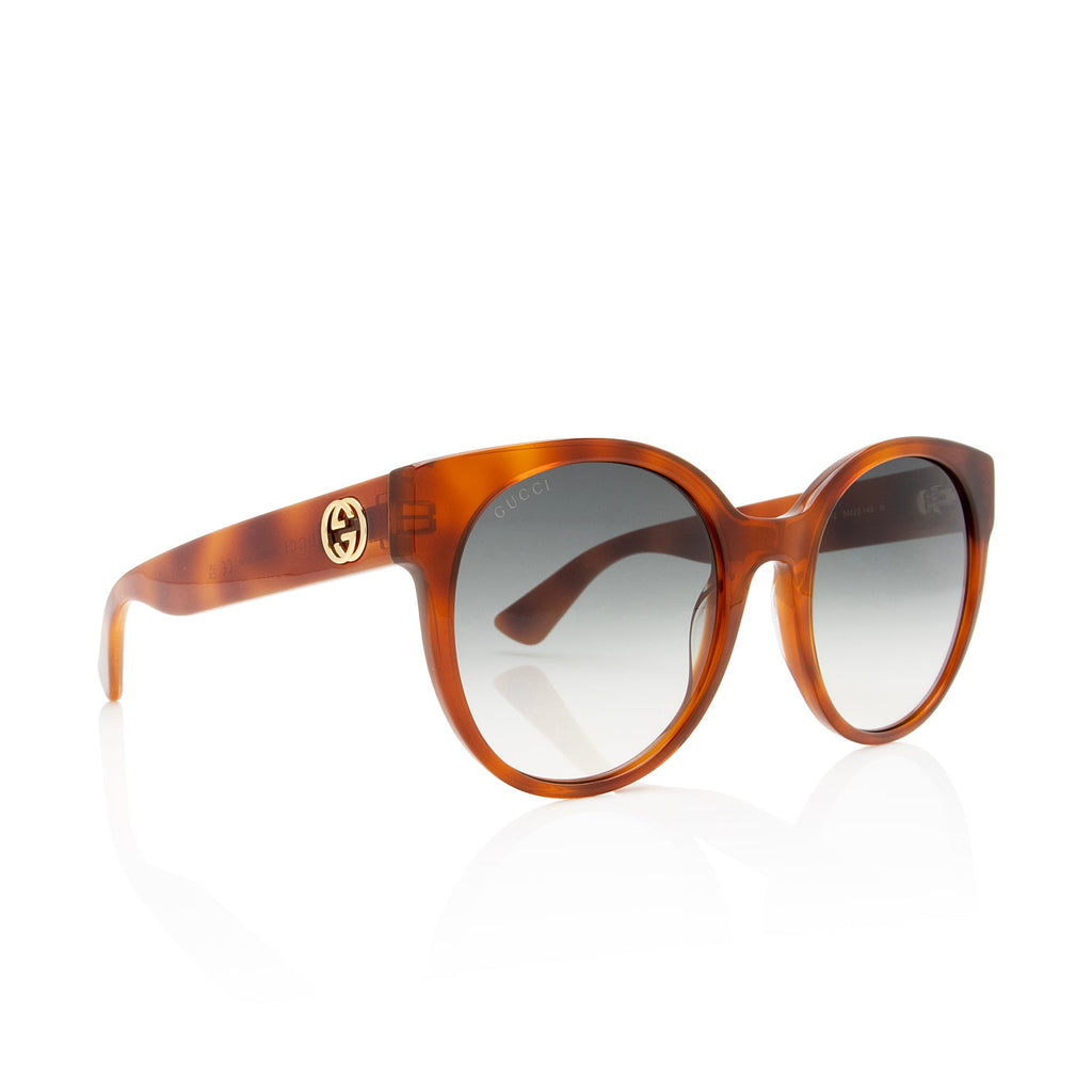 Gucci Interlocking G Round Cat Eye Sunglasses (SHF-lXHDdP)