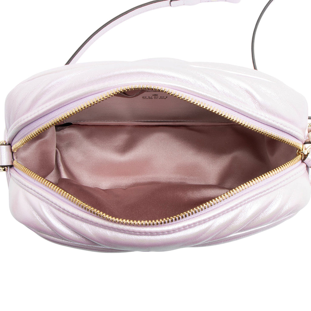 Gucci Matelasse Padded Iridescent Leather GG Marmont Small Camera Bag