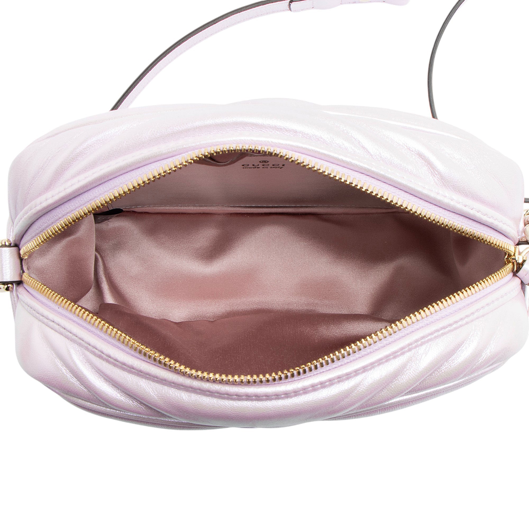 Gucci Matelasse Padded Iridescent Leather GG Marmont Small Camera Bag