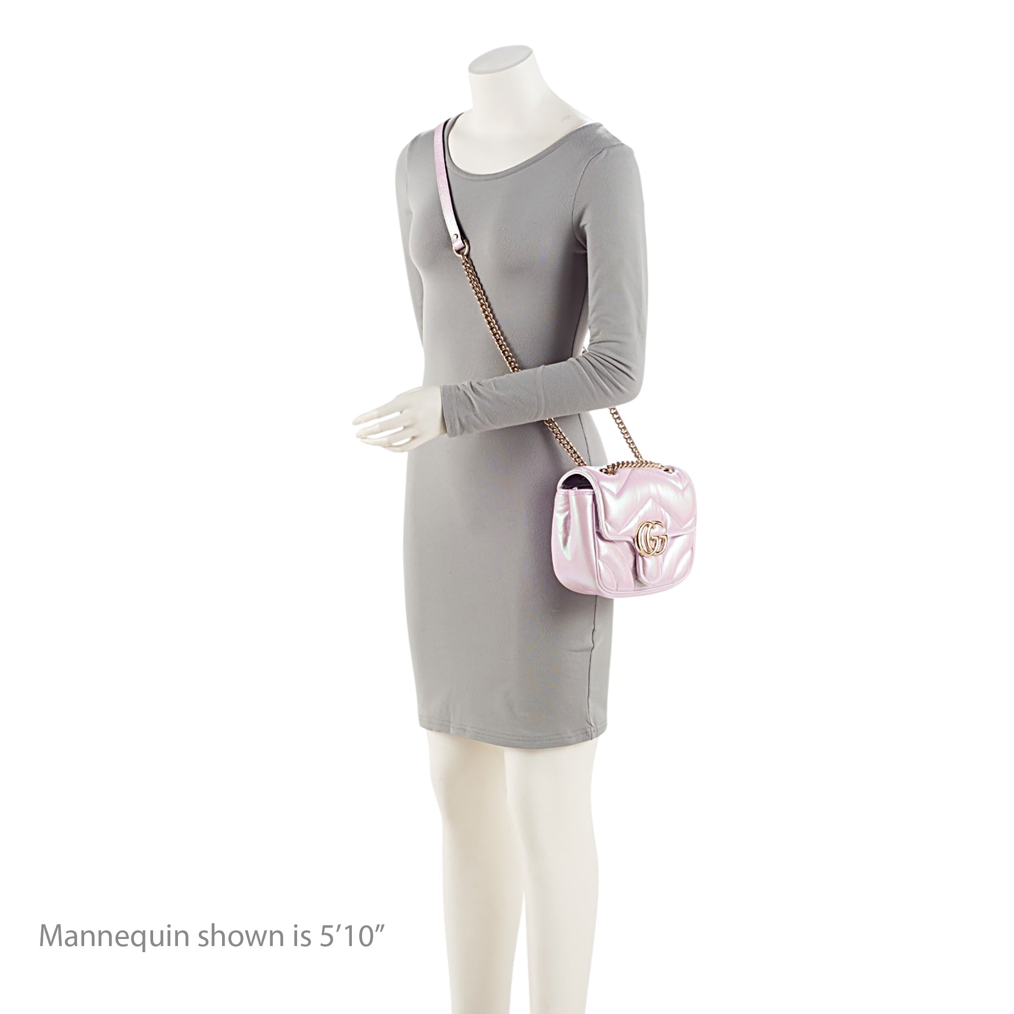 Gucci Matelasse Padded Iridescent Leather GG Marmont Square Mini Shoulder Bag