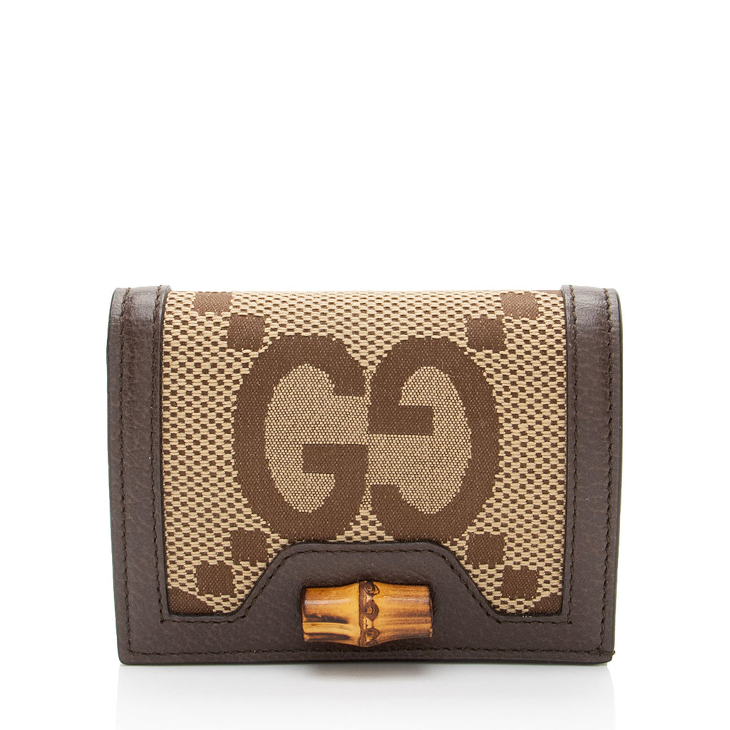 Gucci Jumbo GG Canvas Bamboo Diana Compact Wallet
