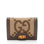 Gucci Jumbo GG Canvas Bamboo Diana Compact Wallet