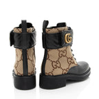 Gucci Jumbo GG Canvas Leather GG Marmont Combat Boots - Size 8.5 / 38.5
