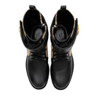 Gucci Jumbo GG Canvas Leather GG Marmont Combat Boots - Size 8.5 / 38.5